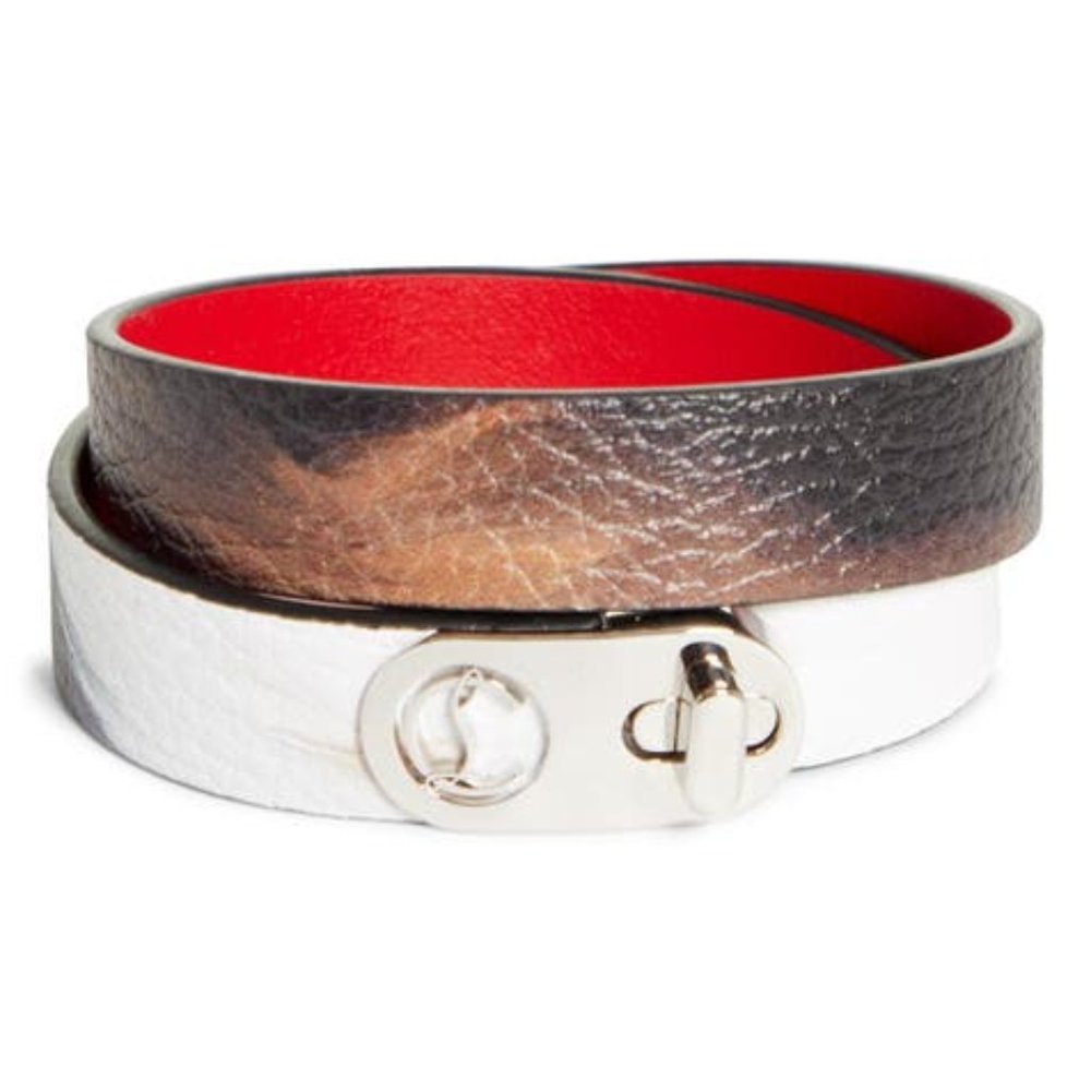 Christian Louboutin Elisa Double Leather CL Clasp Bracelet